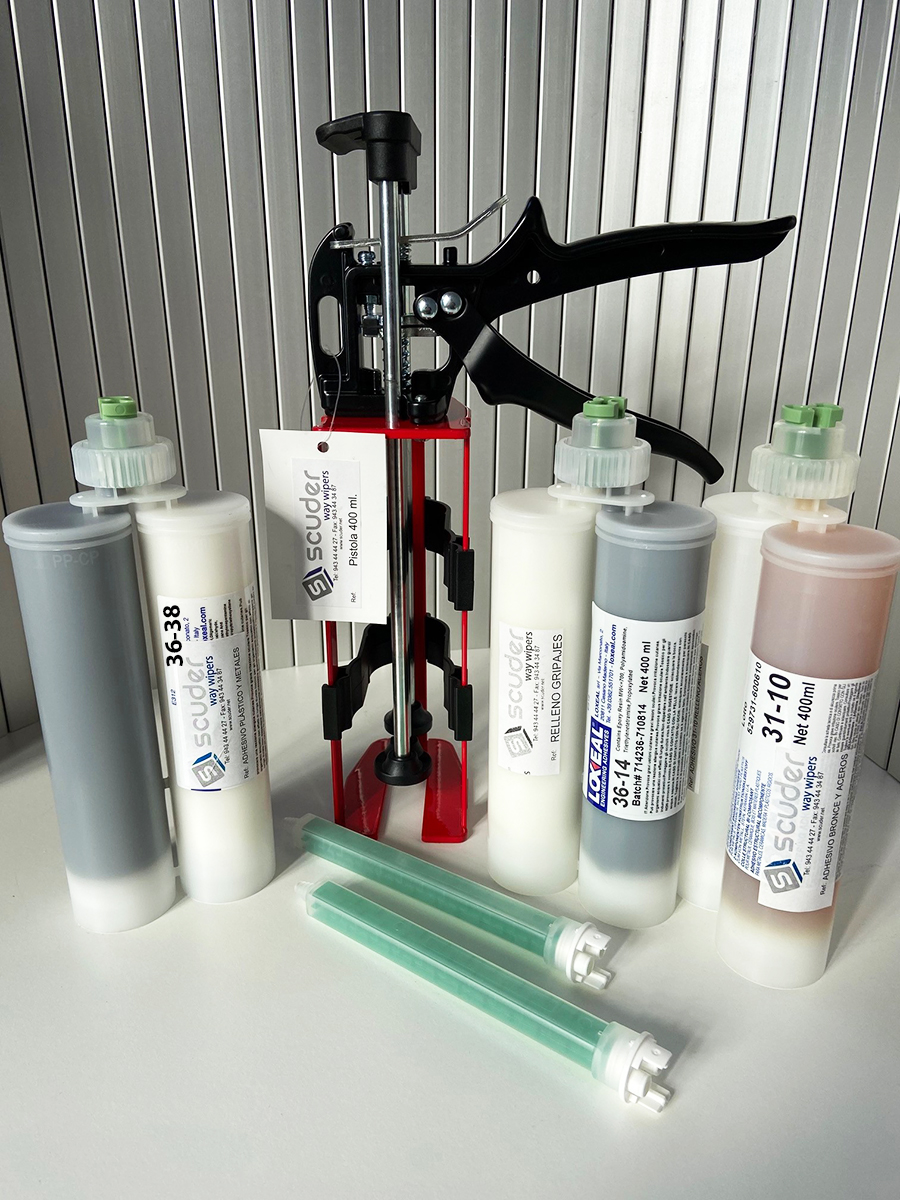 Two-component epoxy adhesives: LOXEAL 36-38, LOXEAL 36-14, LOXEAL 31-10, gun and nozzles